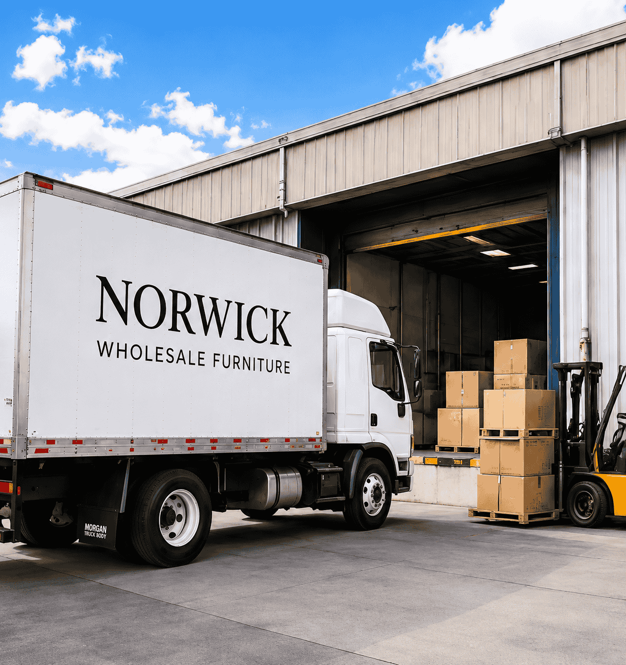 Norwick Wholesale Furniture Truck at Warehouse