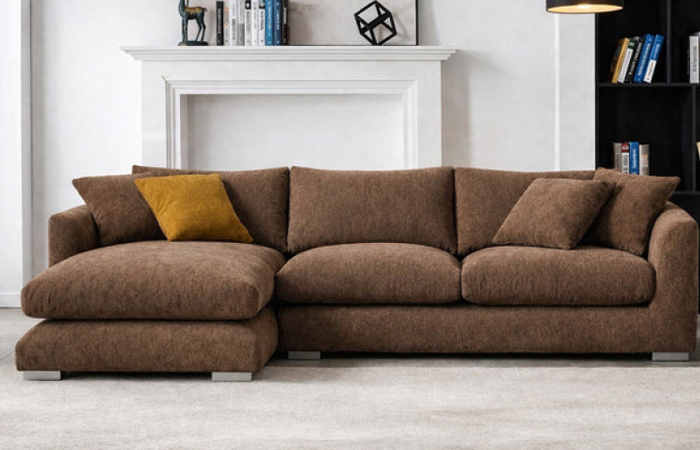 2 Belle Feather Cloud Sectional - Mocha - Image 1