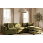 Olive green velvet cloud couch