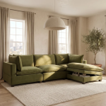 Olive green velvet cloud couch