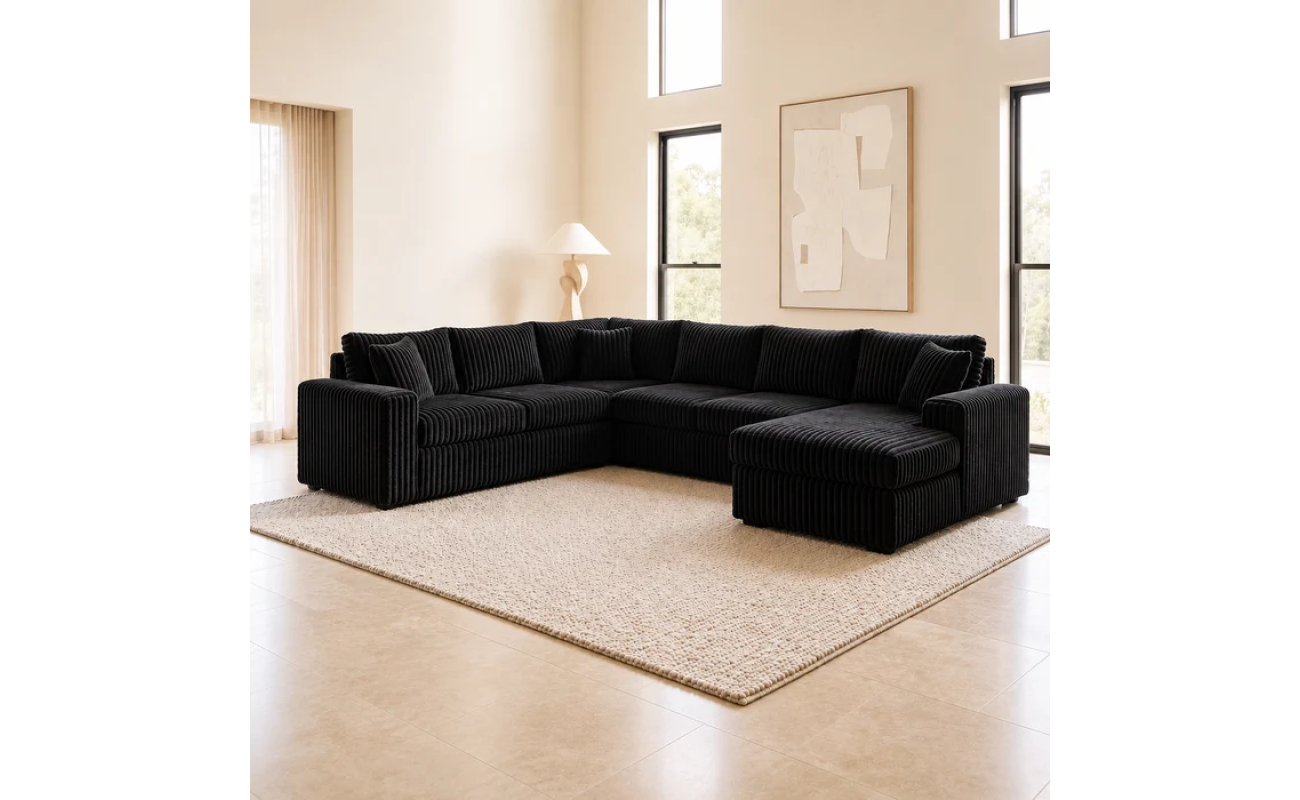 Black Corduroy Sleeper Sectional additional view