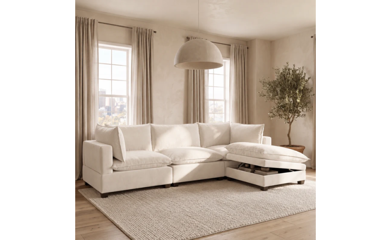 Cream Velvet Cloud Couch