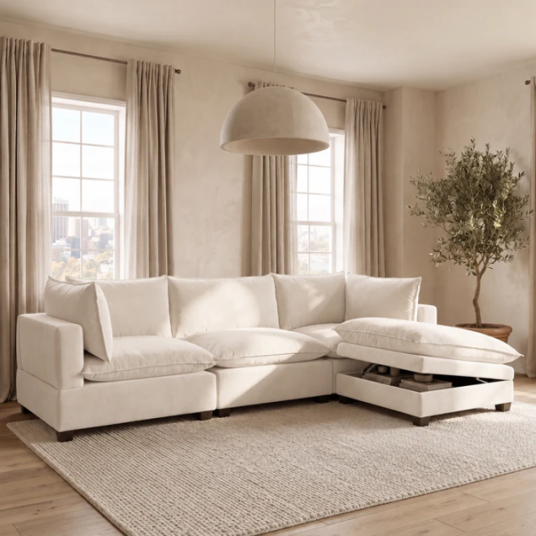 Cream Velvet Cloud Couch