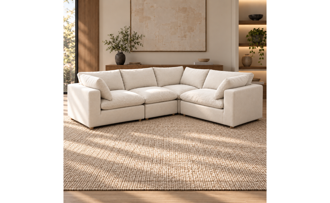 Norwick Beige Down-Filled Cloud 4-Piece Corner Sectional