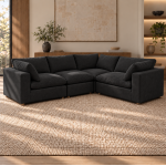 Norwick black down-filled four-piece corner sectional