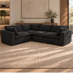 Norwick black down-filled four-piece corner sectional