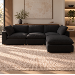 Norwick Black Down-Filled Cloud Couch with ottoman