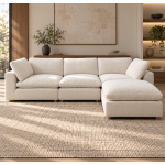 Norwick Cloud Beige Down-Filled Couch with ottoman