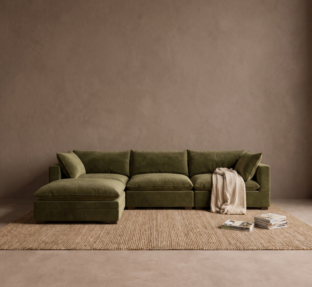 Olive green sectional sofa — Norwick modular seating
